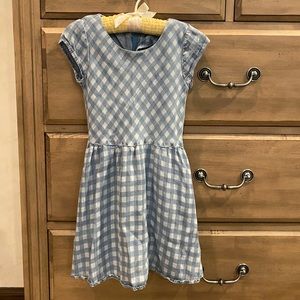 Girls denim check dress, size 5